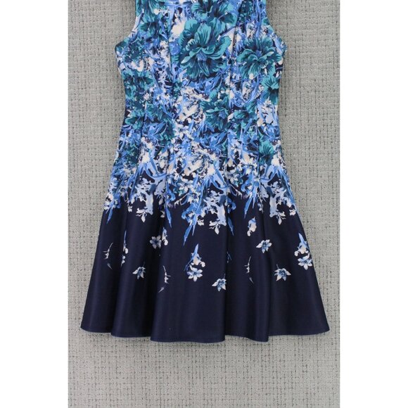 Danny And Nicole A Line Dress Womens Sz 10 Blue Casual Floral Pattern Sleeveless - Picture 3 of 7